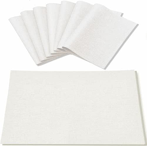 Cloth White Placemats Set of 8, Linen Type Fabric Placemats