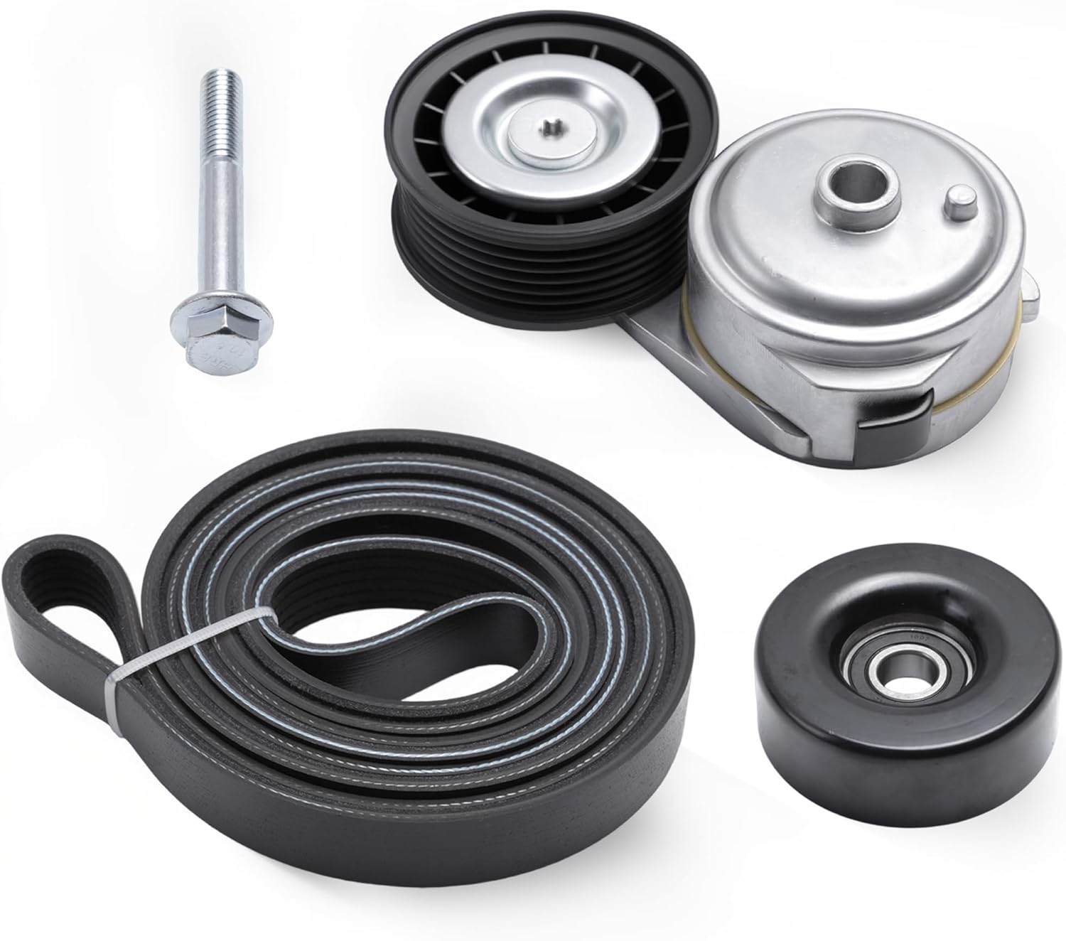 Belt Tensioner Serpentine Belt Idler Pulley Kit for Chevy C1500 C2500 C3500 K1500 K2500 K3500, for GMC C1500 K2500, for Isuzu Hombre, for Oldsmobile Bravada 4.3/5.0/5.7L 96-03 38001