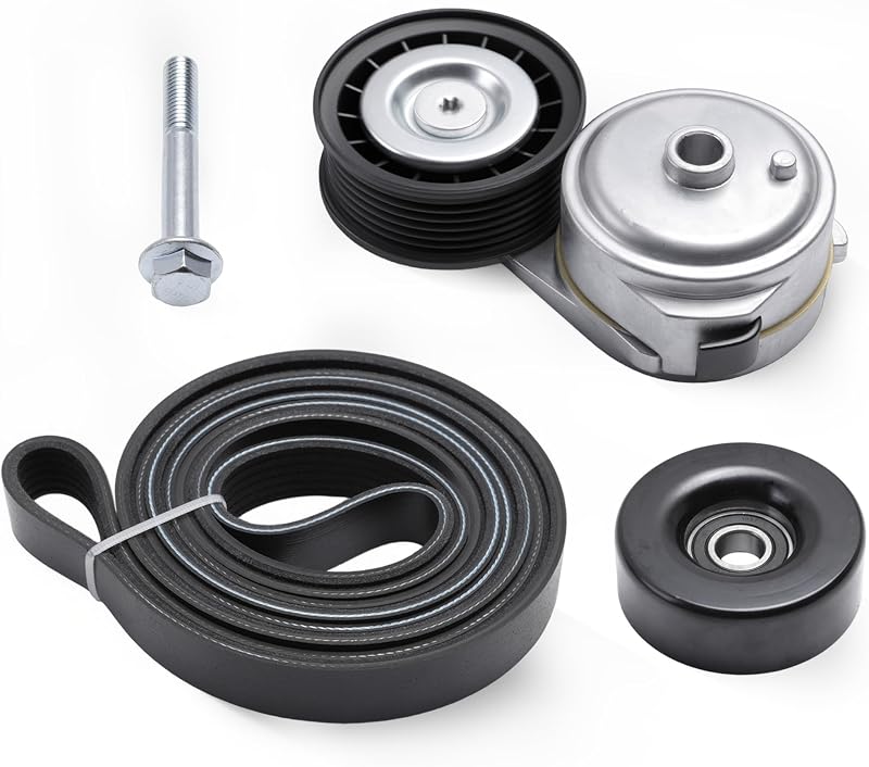 Kit tensionador e polia guia da correia serpentina JAVOUKA para Chevrolet, GMC e Isuzu – 3 peças