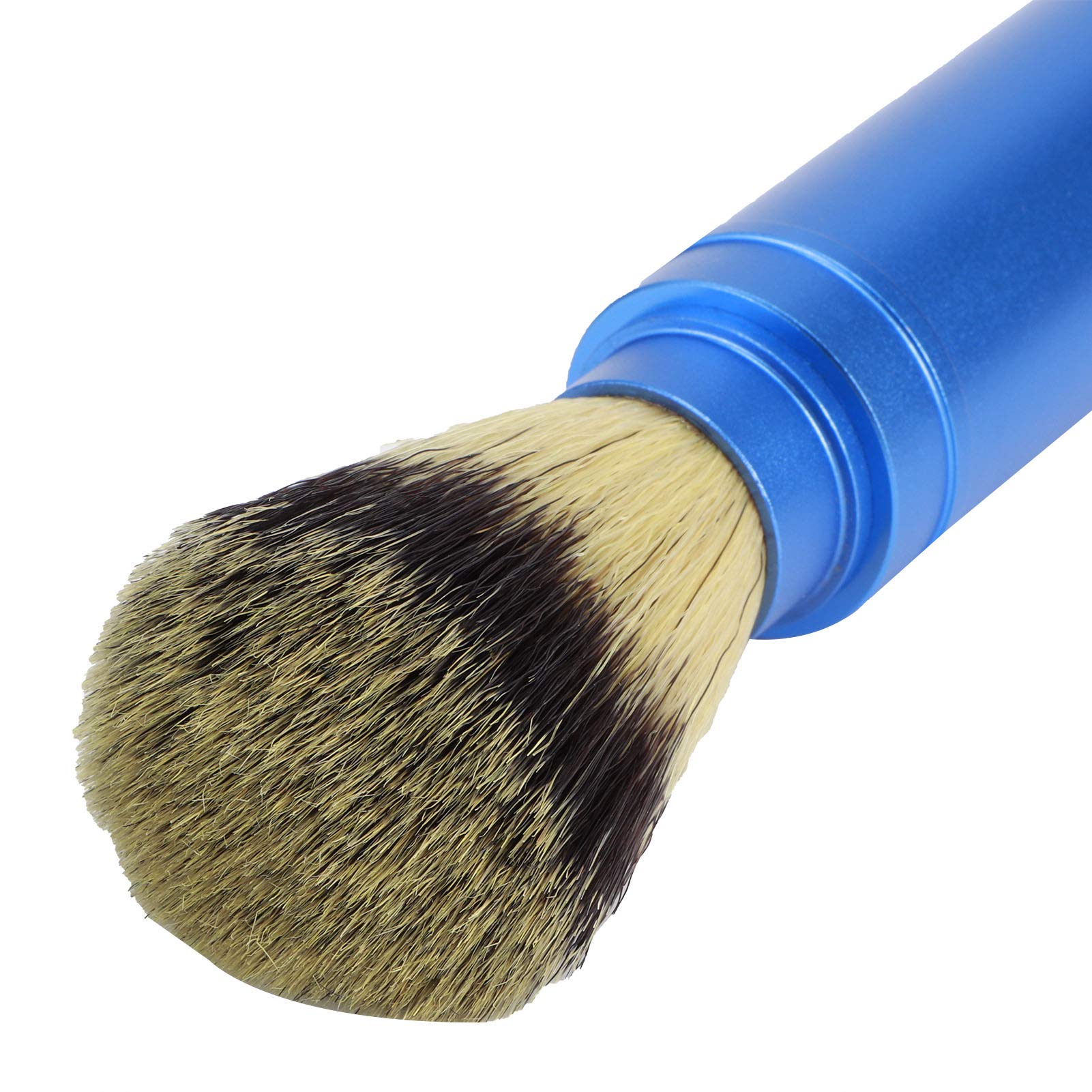 Pennello da Barba Professionale Blu, Setole di Alta qualità per Schiuma Ricca, Maniglia Ergonomica 6.1 Pollici, Pennello da Rasatura Portatile per Uomo, Ideale per Viaggi e Regalo