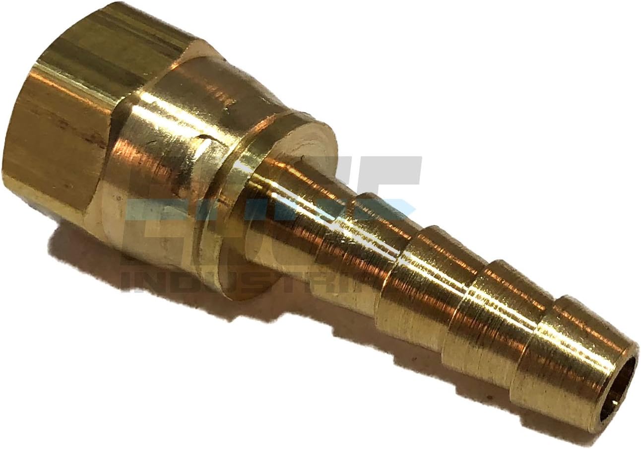 1/4" Hose ID to 1/4" 45° SAE/37° JIC Dual SEAT Female Flare Brass Crimped Swivel Connector Fuel/AIR/Water/Oil/Gas/WOG (Qty 10)