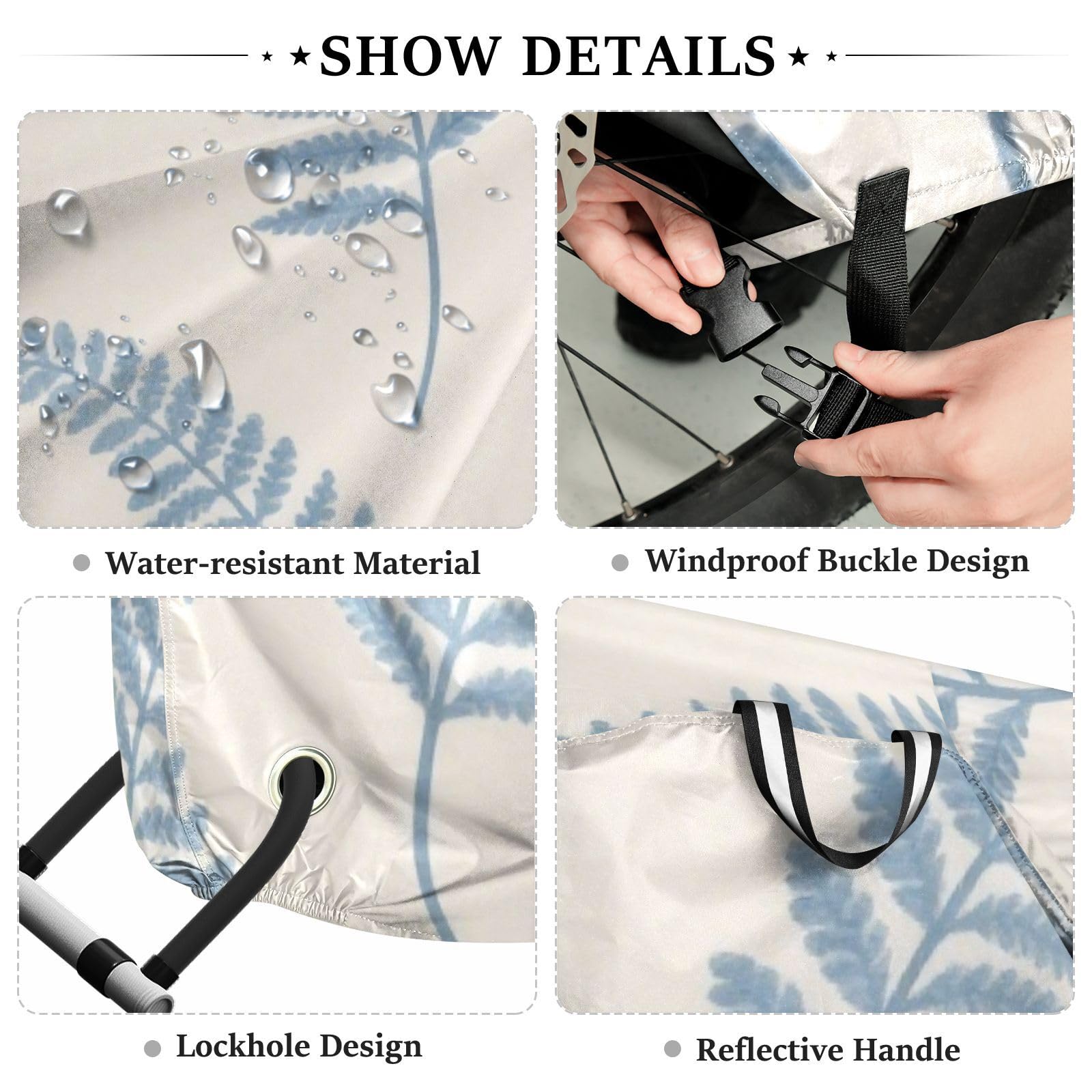 Housse de vélo étanche avec trous de verrouillage - Résistante aux UV - Pour intérieur et extérieur - Convient à la plupart des accessoires de vélo électrique