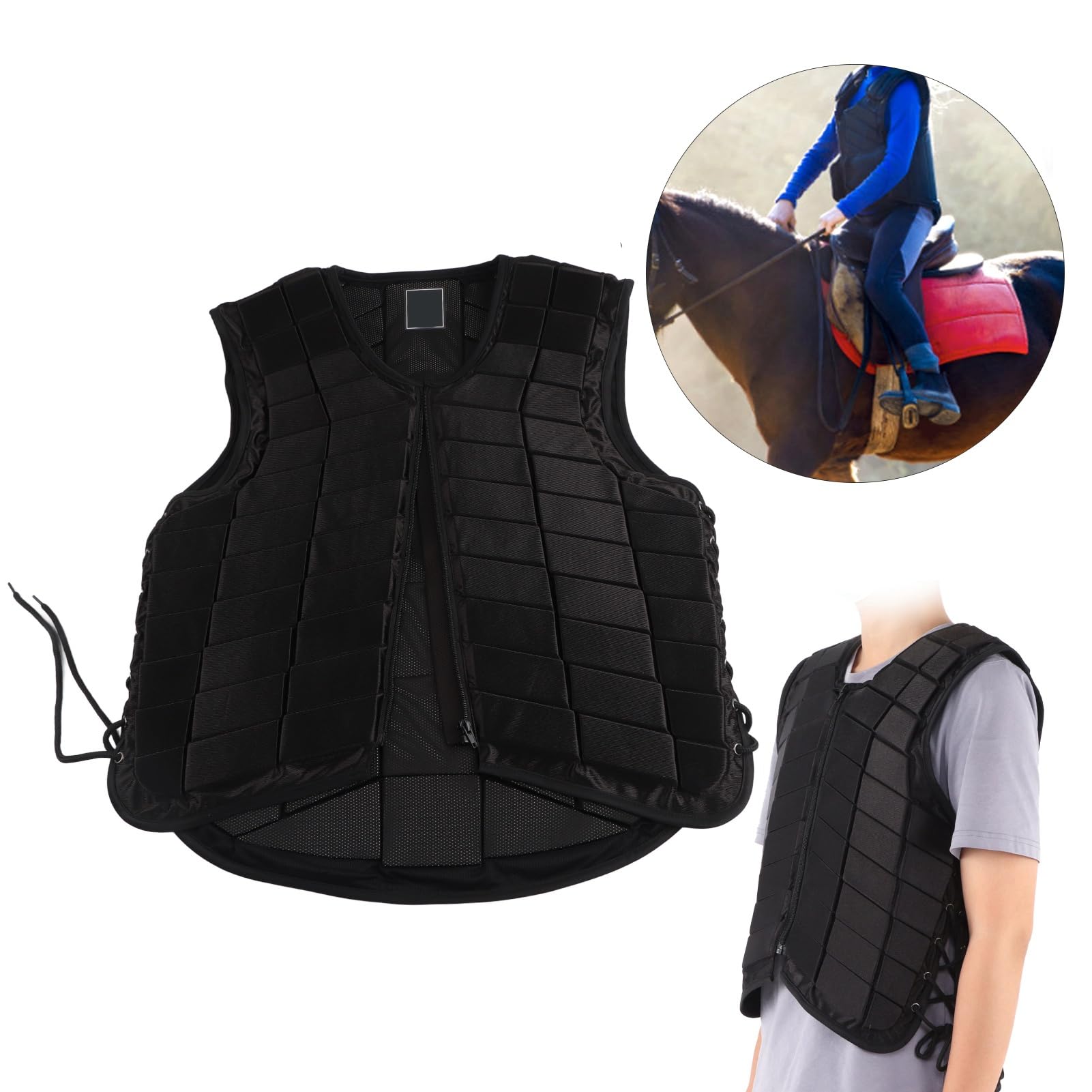 Gilet de Protection pour équitation pour Adultes Protection équitation Gilet équestre Gilet D'équitation Armure Une Pièce avec Mousse Anti-Compression pour Hommes Femmes