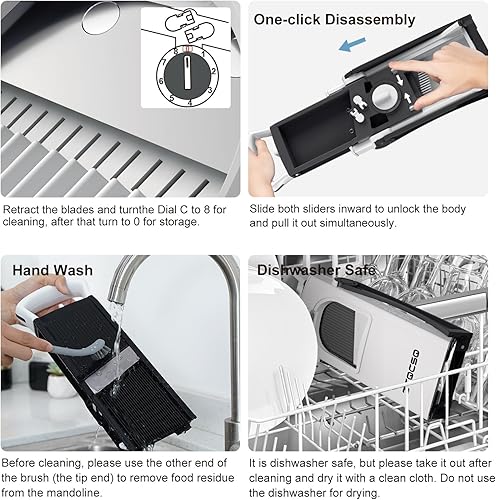 Miniatura 5 de (Todo en 1) Versión mejorada Cortadora de mandolina para cocina y mandolina ajustable. Cuchilla desmontable, cortador de verduras de cocina, corte,
