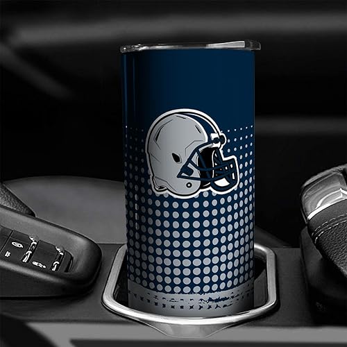 Miniatura 3 de Vaso de acero inoxidable clásico de 20 onzas con tapa y popote para los fanáticos del fútbol, taza de viaje delgada mantiene las bebidas frías y