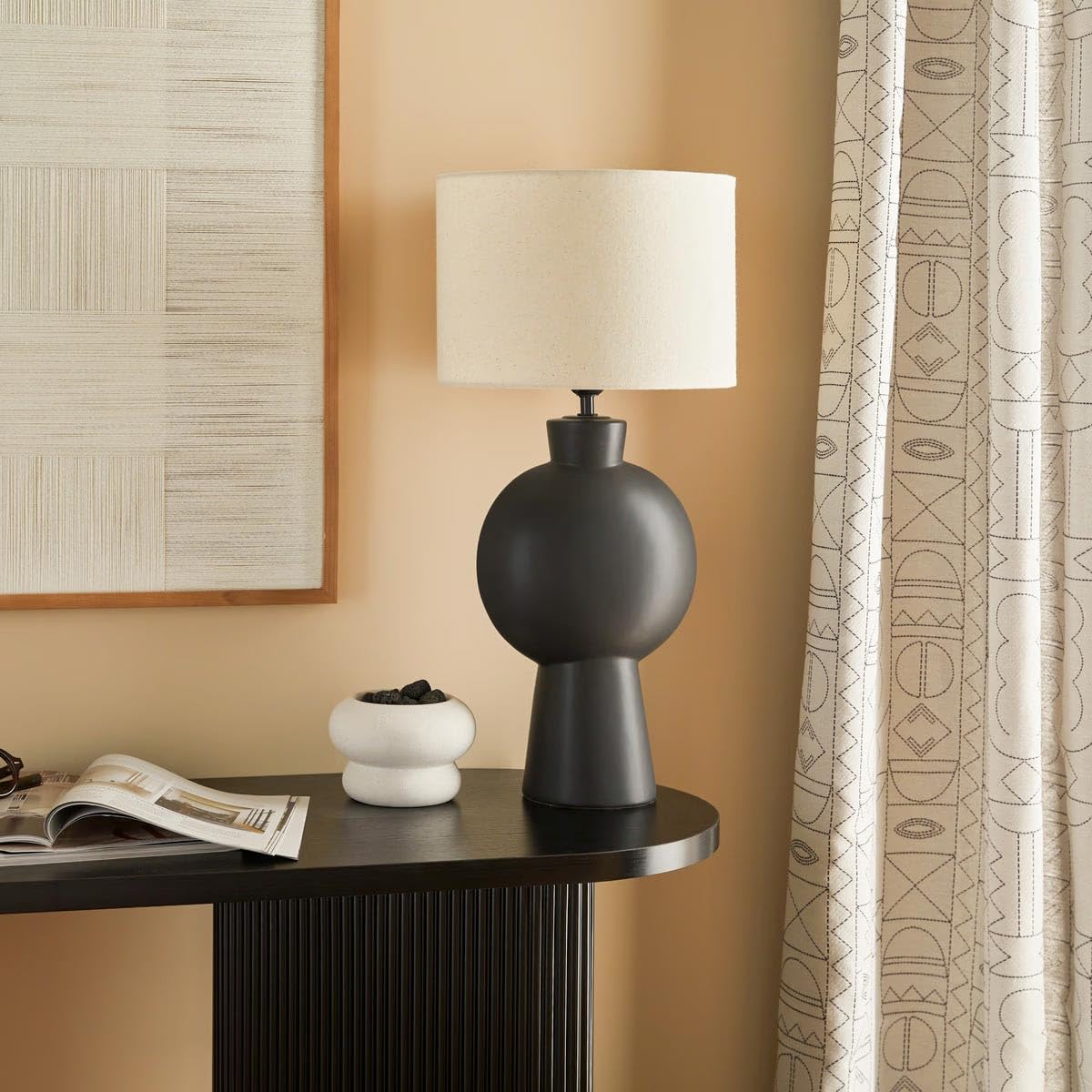 Atmosphera Créateur d'intérieur - Lampe à Poser en Céramique Yulia 59cm Noir