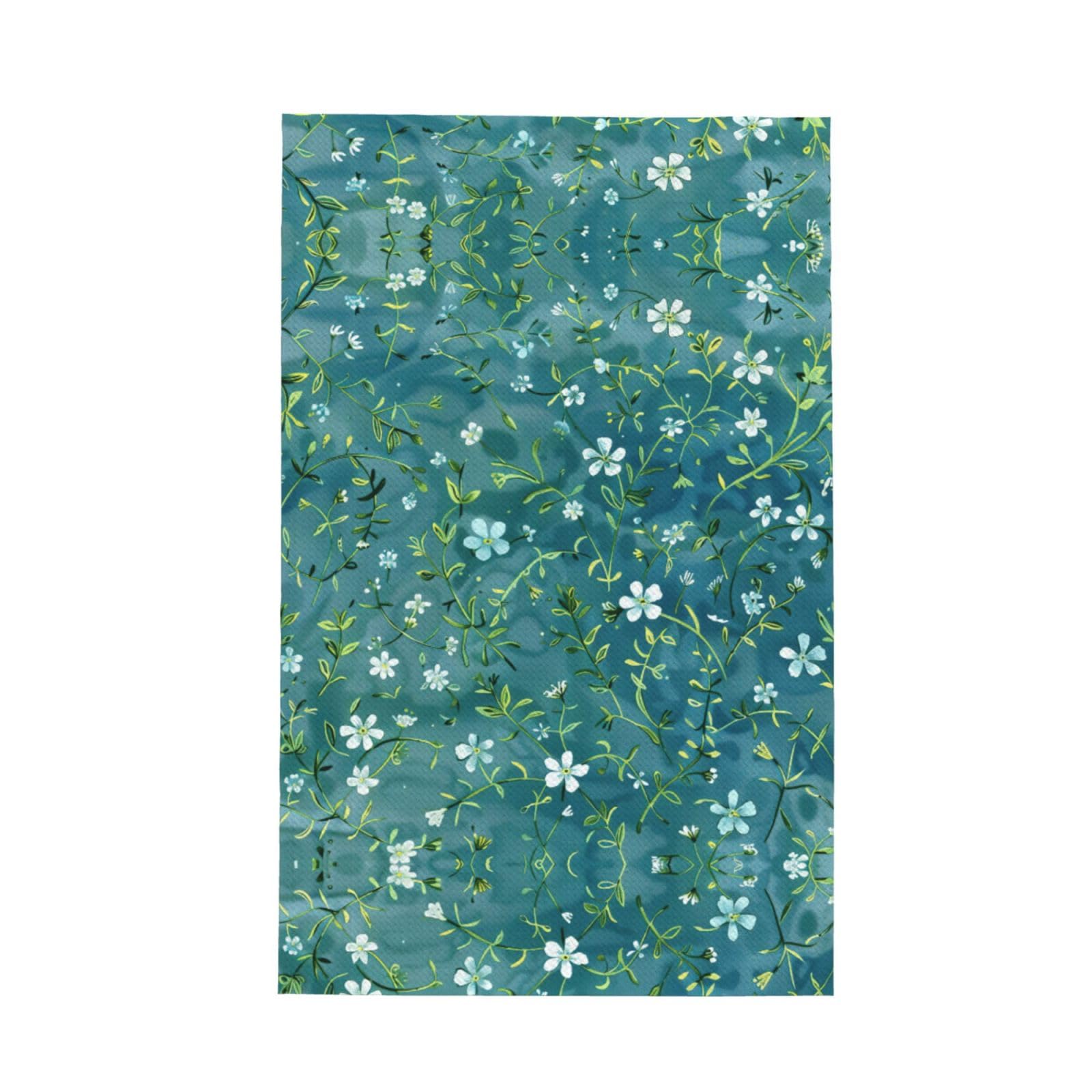 Xxahnbm Black Gentle Turquoise Vine Print Waffle Kitchen Towel,Absorbent Hand Towel