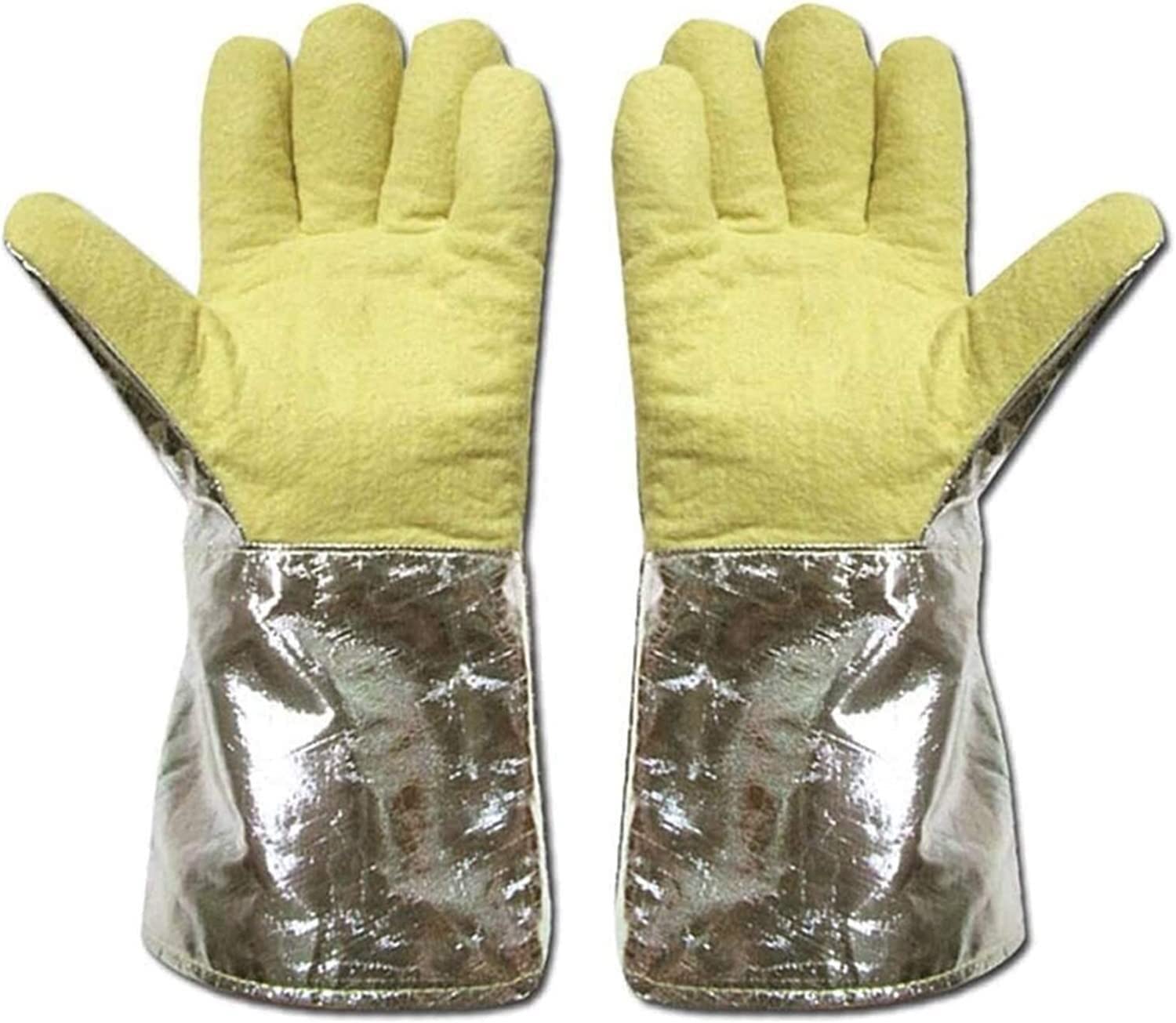 Gants de Travail,Gants de soudage,Gants résistants à la Chaleur,Gants Gants de soudage Gants résistants aux Hautes températures Isolation en Aluminium Gants de soudage ignifuges