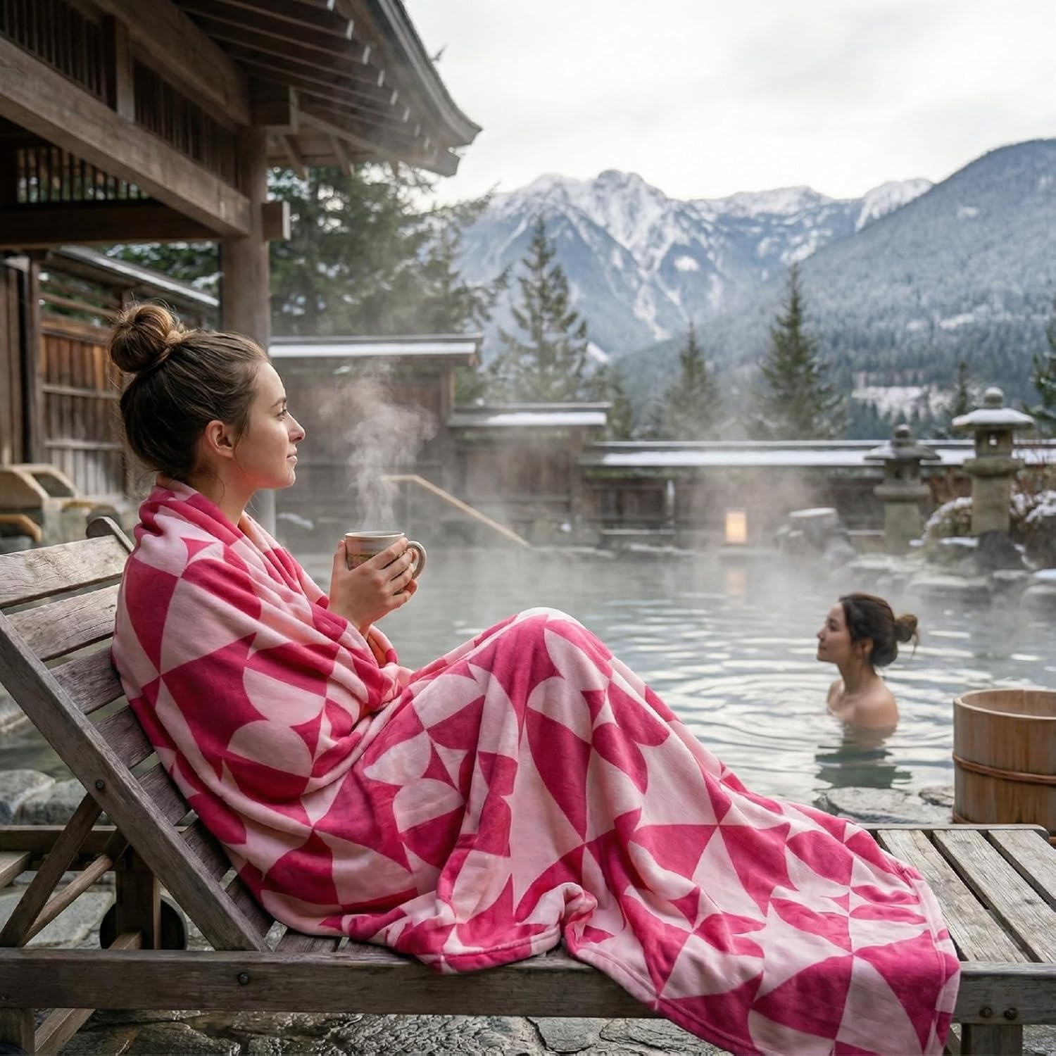 Valentine's Day Throw Blanket, Pink Geometric HeartPattern, 280GSM Microfiber Flannel, Soft Lightweight Blanket forCouch Sofa Bed, 60"x 80"- Blush - Image 6