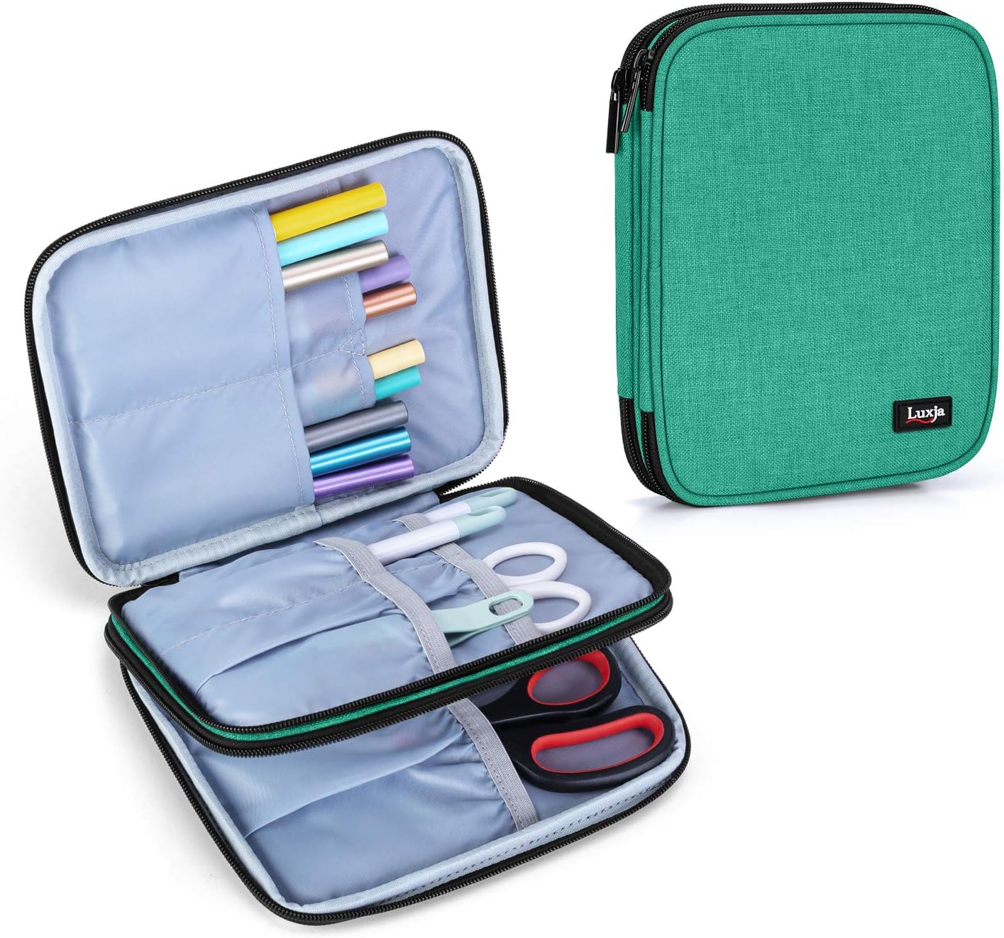 LUXJA Carrying Bag Compatible with Cricut Pen Set and Basic Tool Set, Double-Layer Organizer Compatible with Cricut Accessories (Bag Only), Green