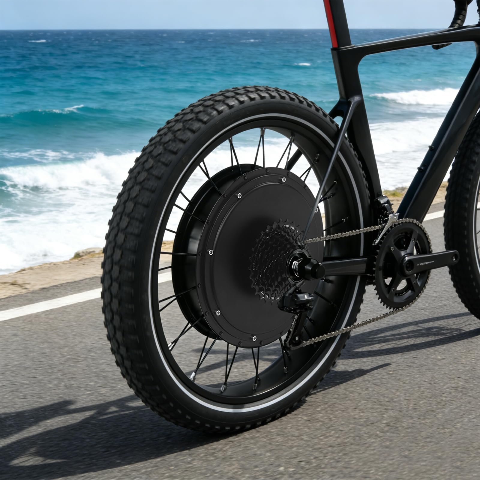 Kit de conversion pour vélo électrique - 1000 W - 48 V - 20" - Moteur électrique - Entraînement arrière : 40 Nm - Couple 30 A - Contrôleur max 45 km/h - Entraînement arrière - Écran LCD - Pour vélo de
