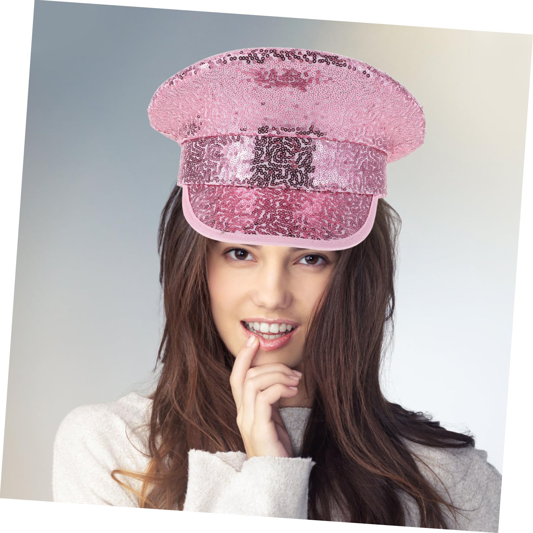 Cappello da Capitano Paillettes Rosa, Tesa Larga, Donna, Festa Estiva | Poliestere Leggero, Facile da Pulire, Stile Vintage, per Uscite All'aperto e Gite in Vela
