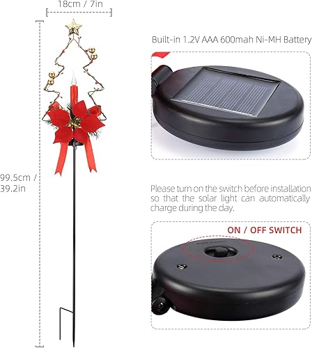 Miniatura 2 de SOLLED Vela solar de Navidad con estacas de jardín al aire libre, impermeable, funciona con energía solar, lámpara de camino, luces de paisaje de