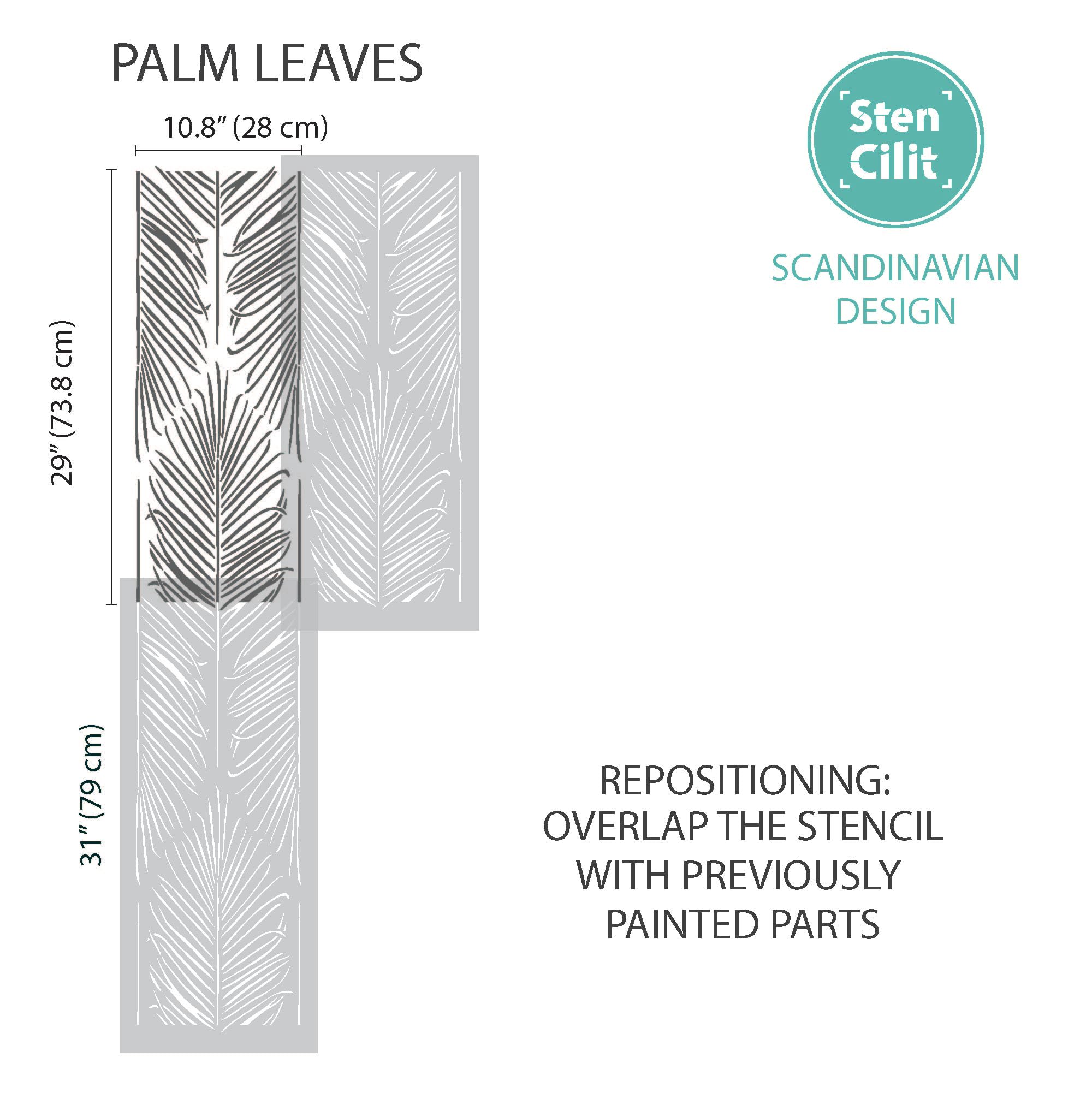 STENCILIT® Palm Leaves Wand Schablonen - 2er-Pack 79x33 cm, Moderne Schablone zum Malen großer Palmenmuster, Riesige Blätter