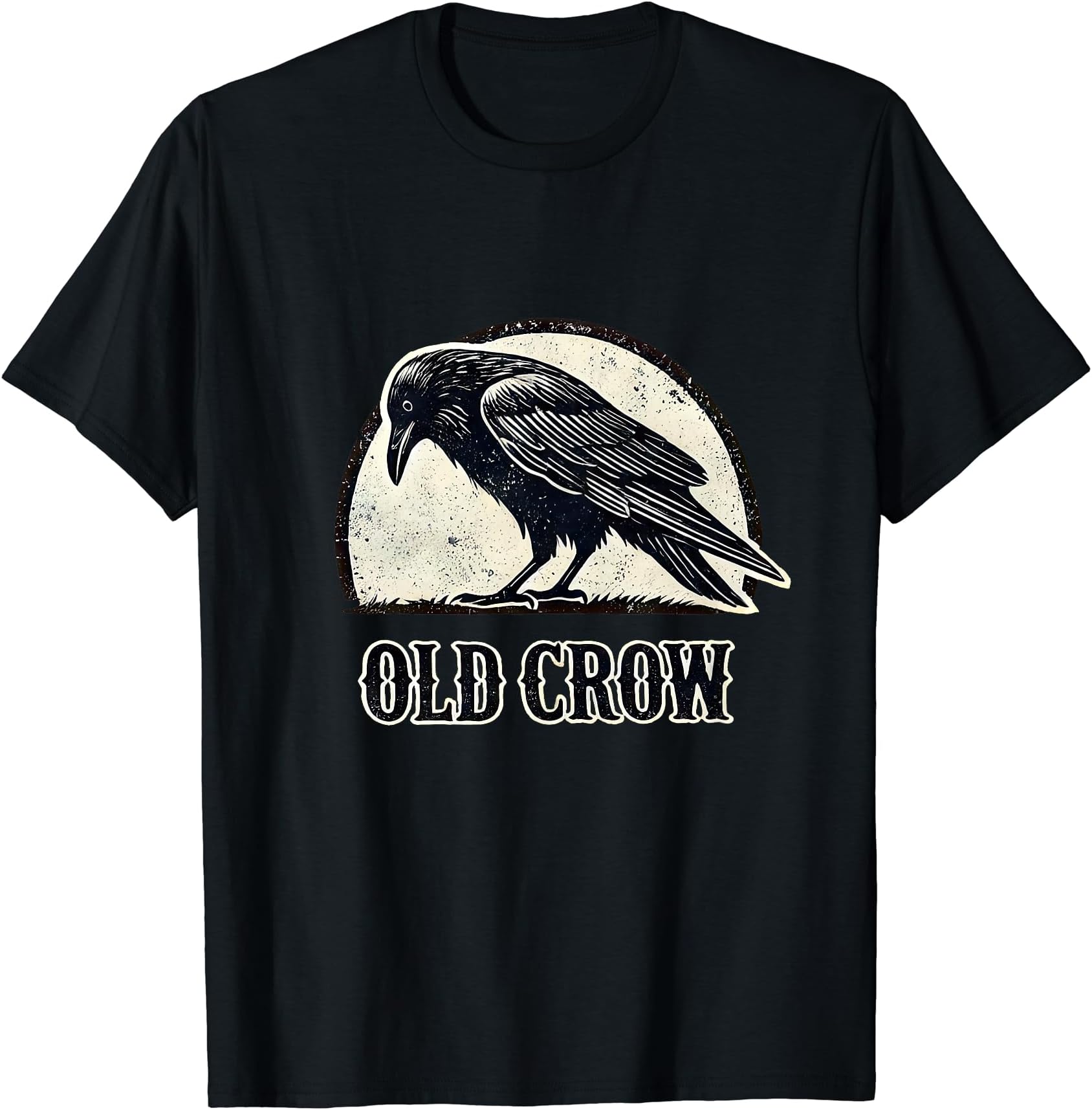 Old Crow Graphic T-Shirt, Small, Black