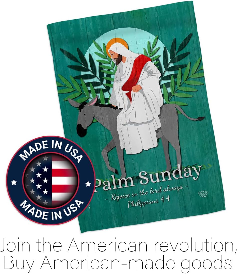 Rejoice Palm Sunday House Flag Religious Faith Hope Grace Peace Dove Christian Religion Easter Decoration Banner Small Garden Yard Gift Double-Sided, Made in USA