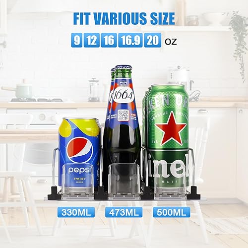Miniatura 5 de Organizador de bebidas para refrigerador, dispensador de latas de soda autoempujable con diseño de rodillo mejorado para refrigerador, dispensador