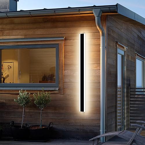 Vista 26 de Lámpara de pared para exteriores de 23.6 pulgadas, 3000 K, luz blanca cálida, lámparas de pared de tira larga minimalista, IP65 impermeable acrílico