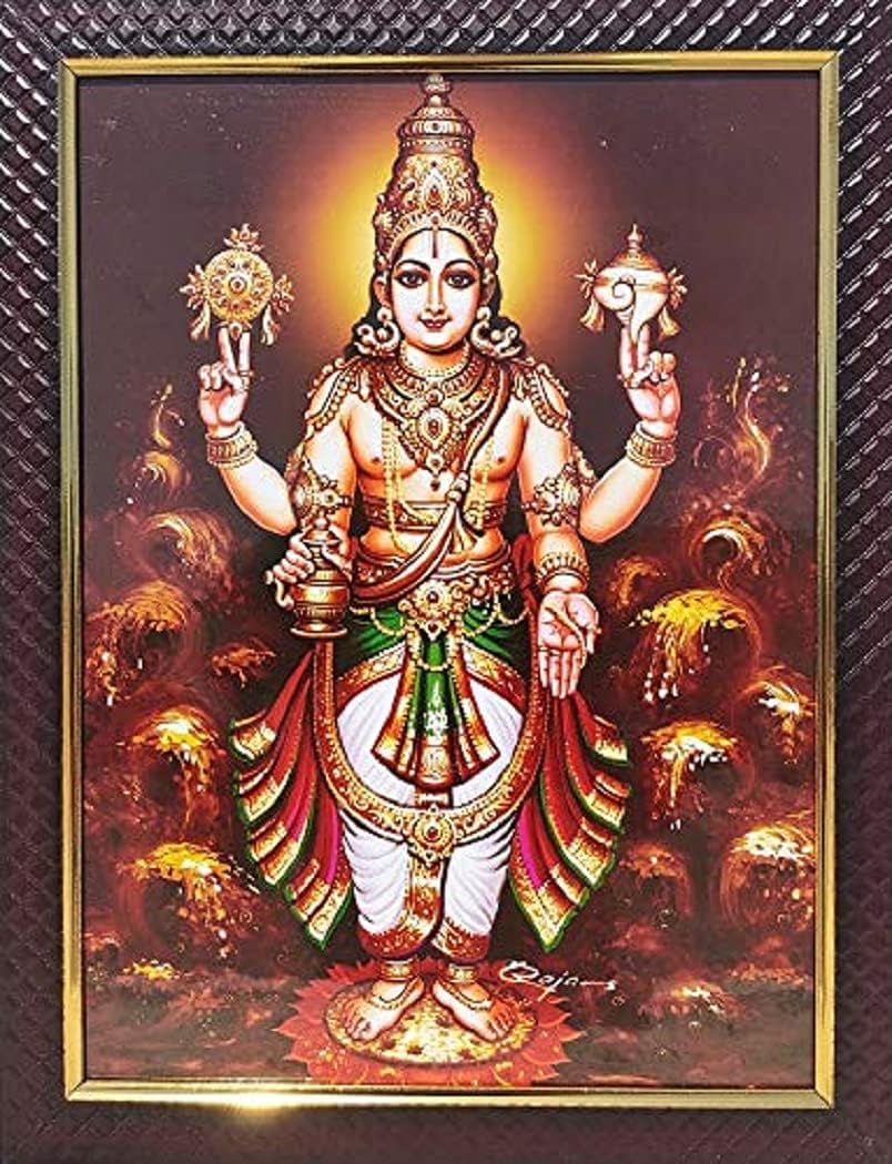 7 Hills Store Dhanvantari/Dhanvantri God of Health and Medicine/Ayurveda Photo Frame - Framed Photo with Wall Hanger (8 Inch x 12 Inch) Painting( multicolour)