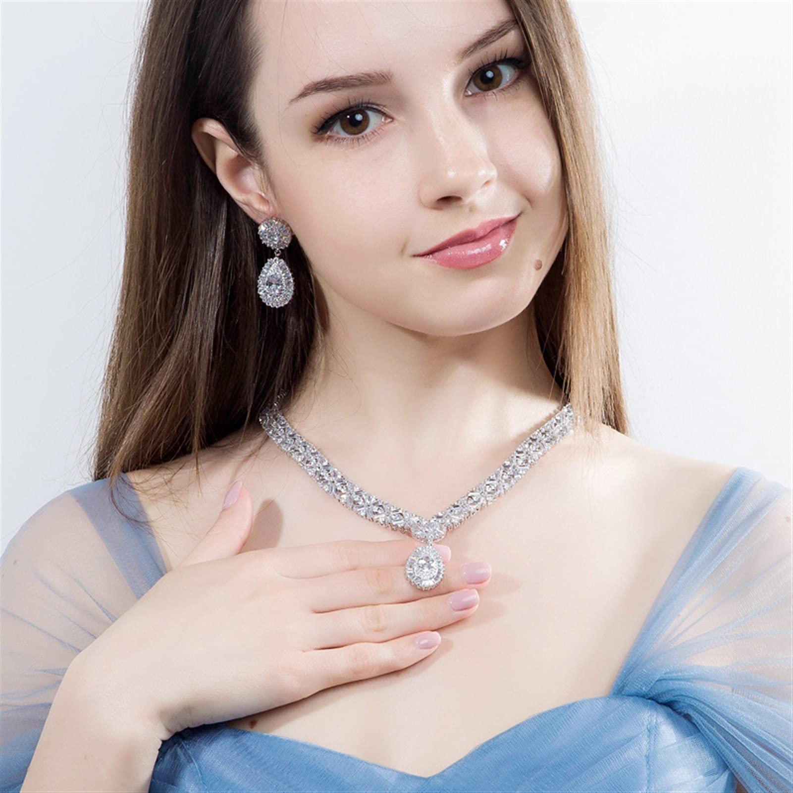 Joyería 6 Cuentas de Colores Grandes Rojo Verde Azul Zirconia cúbica Mujeres Conjuntos de joyería para Fiesta de Noche