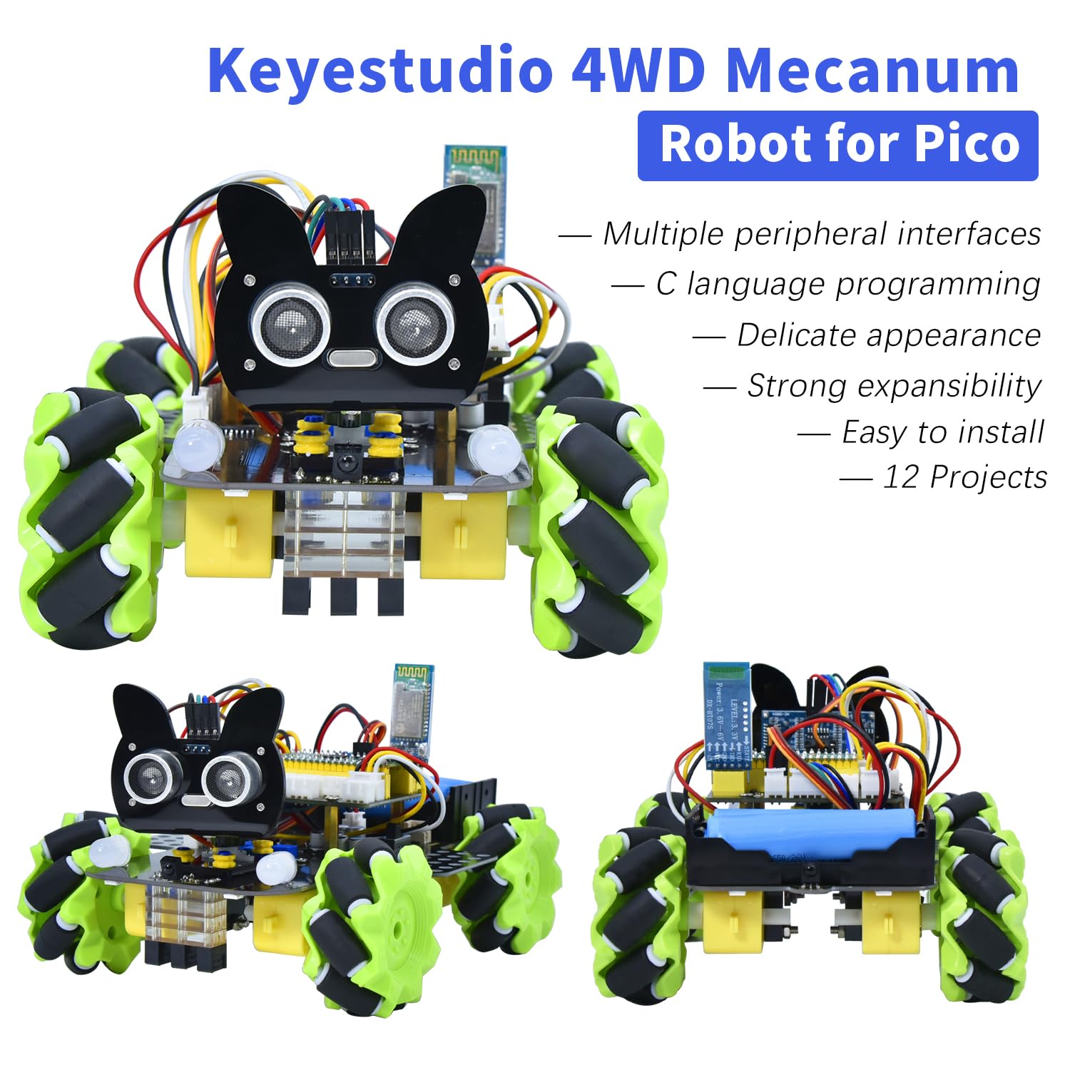 Snapklik.com : KEYESTUDIO 4WD Mecanum Car Kit For Raspberry Pi PICO ...
