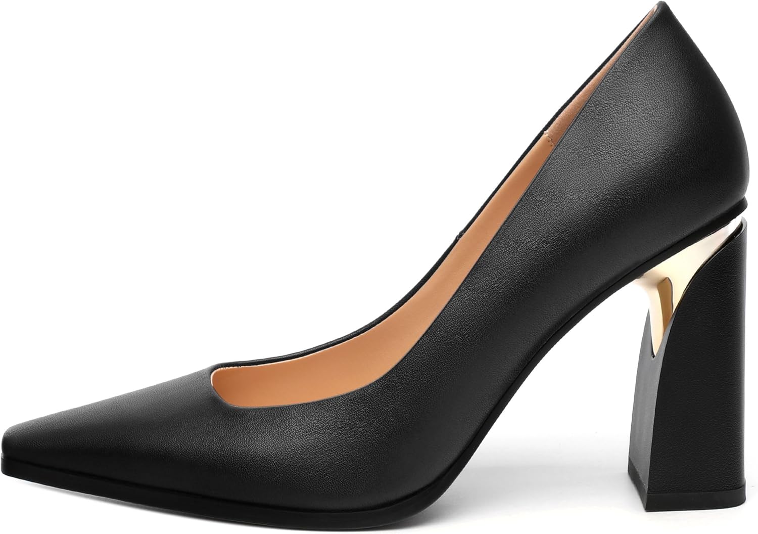 Womens High Heels,Patent Closed Square Toe Slip on Chunky Block Pumps,Elegant Heels,Daily Wedding Party Dress Shoes 3.5IN - Image 4