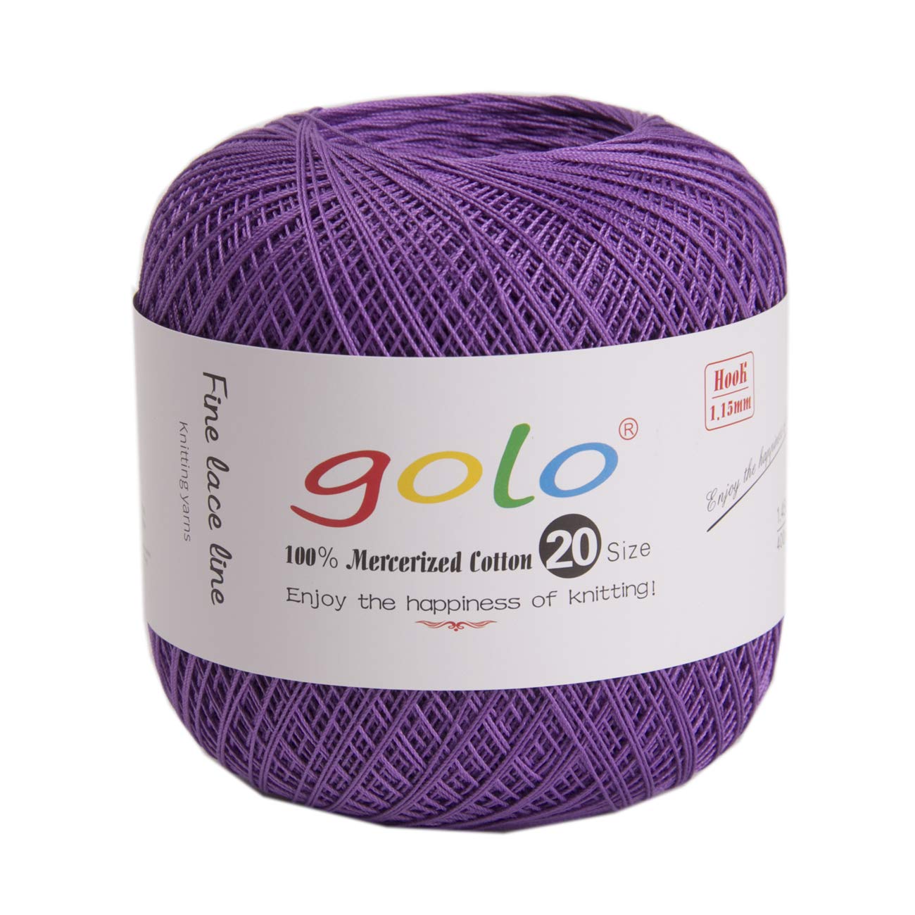 golo Crochet Thread Yarns for Begingers Size 20 Cotton Yarn for Hand Knitting Purple 675