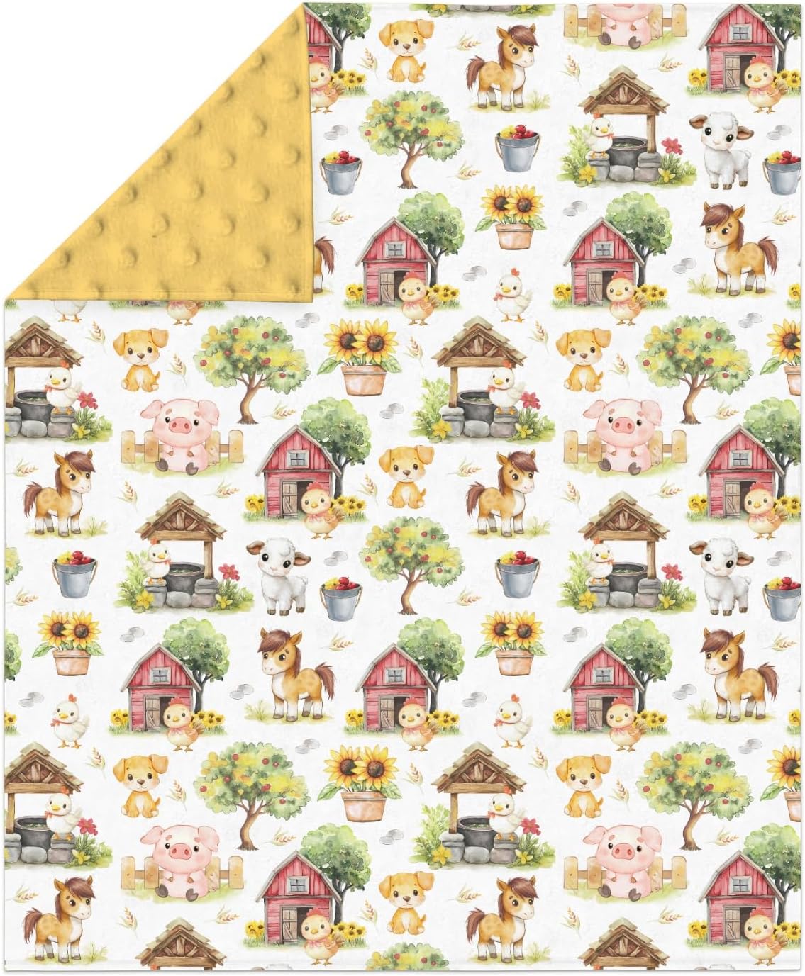 Sweet Farm Animals Life Baby Blanket for Girl Boy Pig Lamb Horse Chicken Barn Soft Mink with Dotted Backing Double Layer Swaddle Blanket Country Farmyard Bed Throws for Newborn Toddler Crib 30x40 - Image 2
