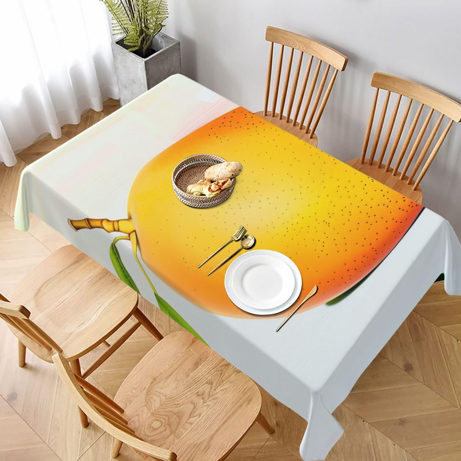 WPKJU Mango Printed Tablecloth 60x90 in Water Resistant Table Cover Washable Rectangle Table Cloth for Dining Tables