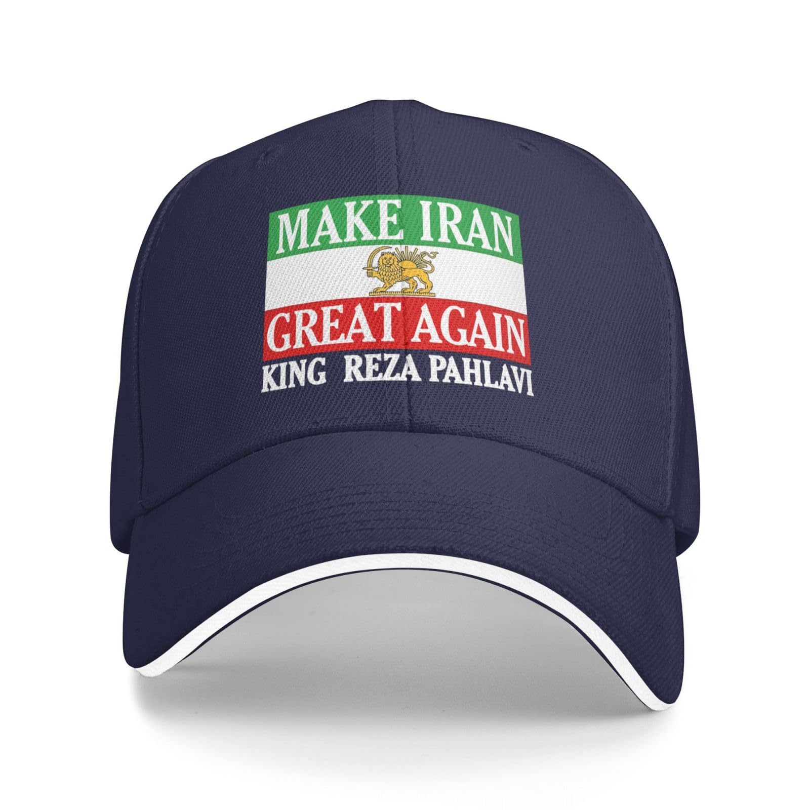 Hlbsdm Unisex Navy Miga King Reza-Pahlavi Hat Make Iran Great Again Hat Trucker Cap For Men Women Red