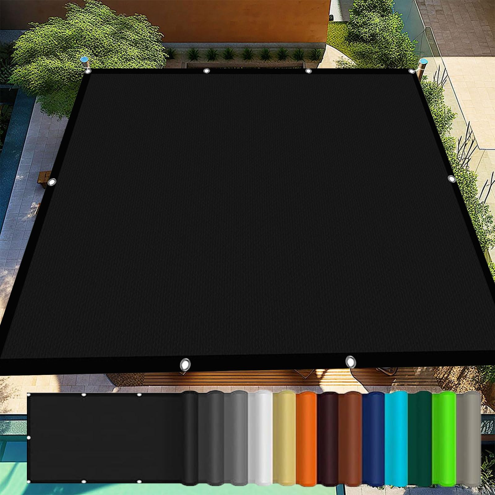 Voile d'ombrage de jardin noir pour créer un coin de fraîcheur design sur le patio