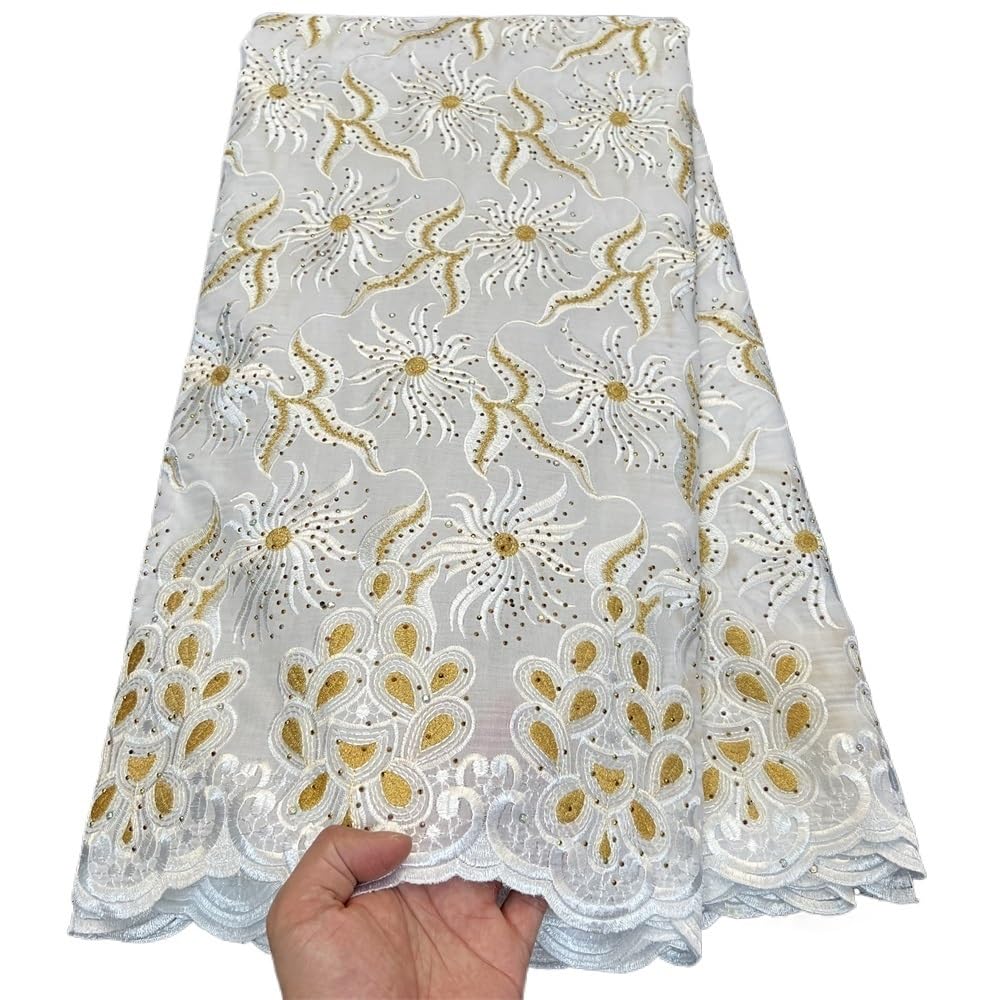 Tela de encaje de tul para costura, vestido de fiesta de boda, damasco de algodón bordado, 5 yardas (C)