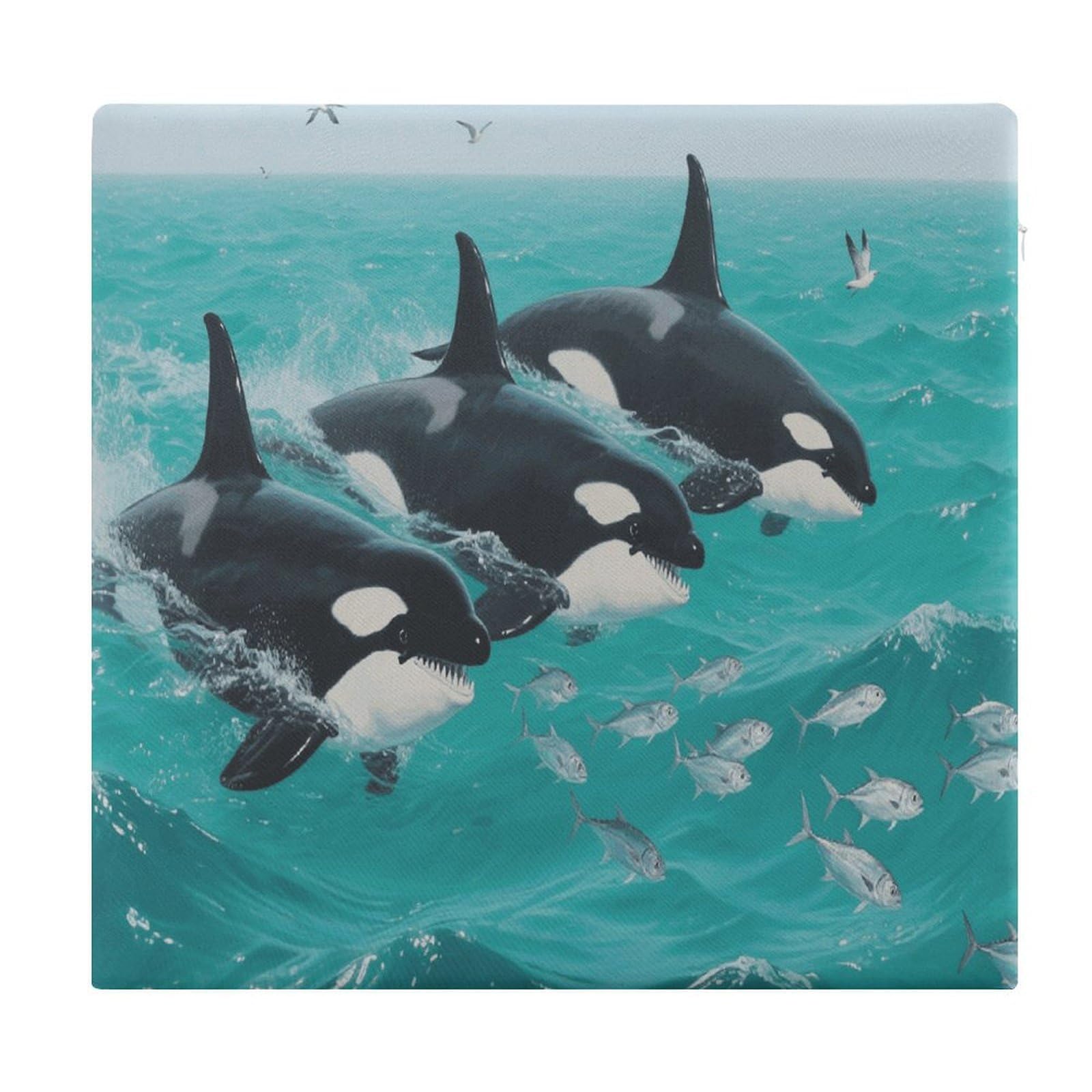 VstaDank Underwater Whale Cushions Memory Dining Chairs Cushion Non Slip Car Seat Cushions Indoo Dining Room Square Chair Pads with Zipper and Removable Cover Cushion