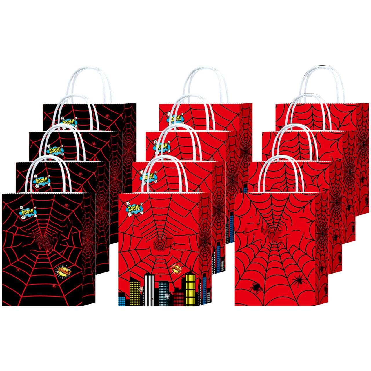 Roaring Good Time Spider Party Favors Bags with Handles Spider Birthday Party Decorations Candy Bags Car Goodie Gift Treat Bags Hero Birthday