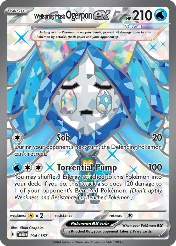 Pokemon – Wellspring Mask Ogerpon ex 194/167 – Twilight Masquerade – Full Art Pokemon Card – Secret Rare