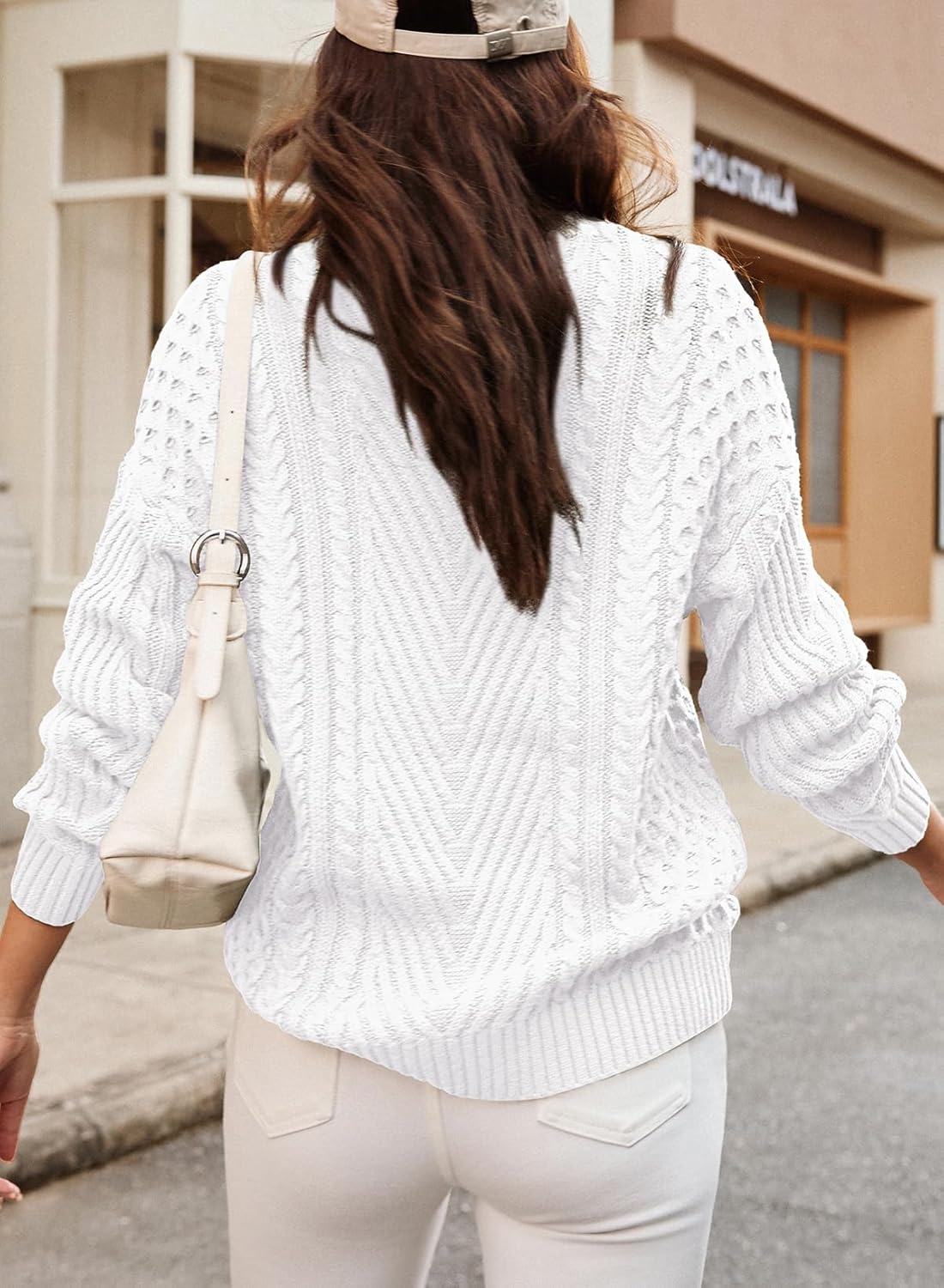 Dokotoo Women's Sweaters Casual Long Sleeve Oversized Sweater Fall Cable Knit Chunky Pullover Jumper Tops - Image 4