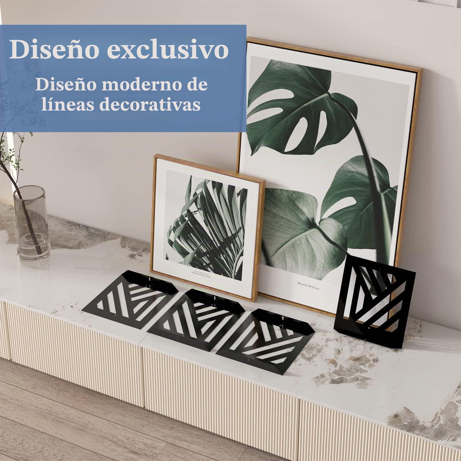 Estanteria Esquina de Madera de 5 Niveles, Estante Esquinero Montado en Forma de Geométricor, Estante Esquinero Flotante y Estantería para Salón, Dormitorio y Baño(19.5x19.5x1.5cm).