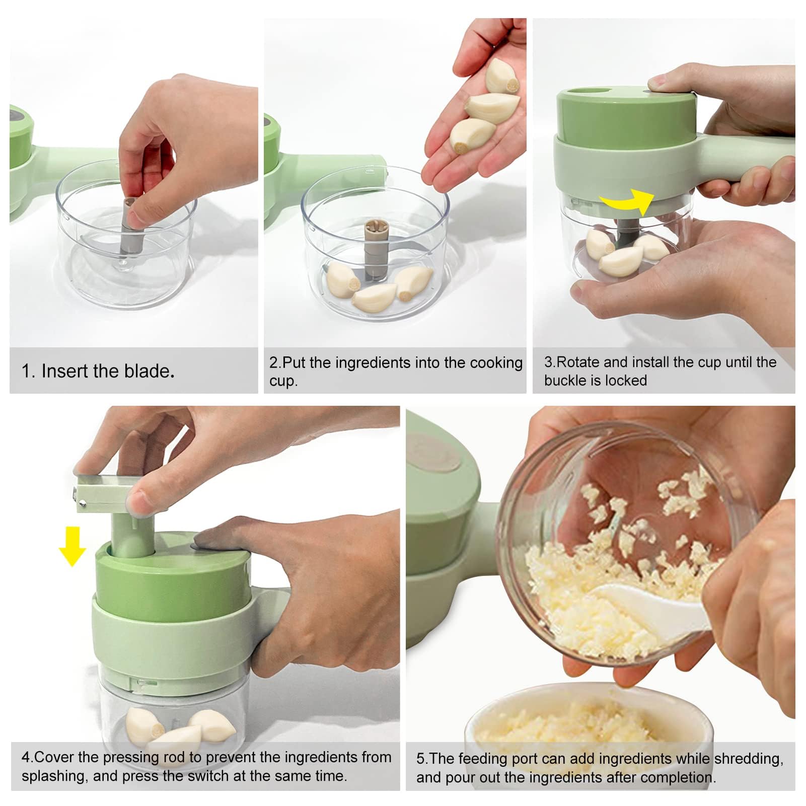 Buy 4 in 1 Handheld Electric Vegetable Cutter Set, Portable Mini Wireless  Food Processor with Brush, Gatling Vegetable Cutter Electric Garlic Chopper  for Garlic Pepper Chili Onion Celery Ginger Meat Online at