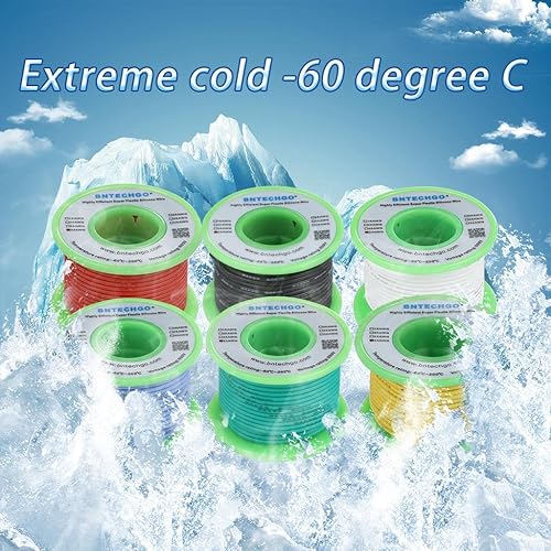 Vista 92 de BNTECHGO Kit de alambre de silicona de calibre 26, 7 colores cada uno de 25 pies, alambre de cobre estañado trenzado flexible de 26 AWG