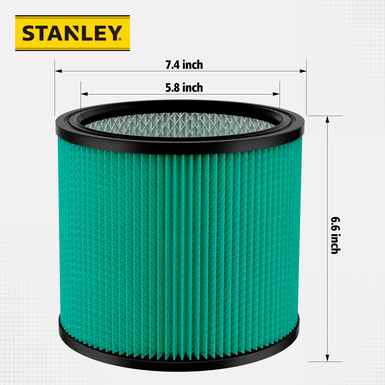 Stanley 08-2566H HEPA Cartridge Filter – Fits Most 5–18 Gallon Wet