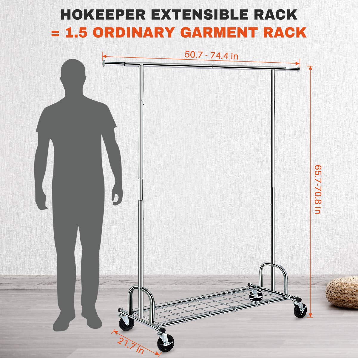 HOKEEPER Clothing Garment Rack with Shelves Capacity 450 lbs Clothing