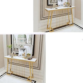 Entryway Table, Console Table for Entryway, Small Sofa Behind The Couch, Narrow with Storage Shelves, Living Room Hallway Entrance Foyer(Gold A,100cm/39.4in)