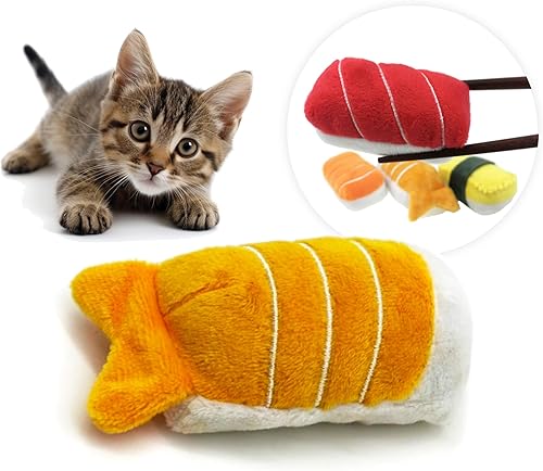 Miniatura 4 de munchiecat Nigiri - Juguete de sushi con hierba gatera (1 unidad) para gatos, gatitos, diseño atractivo de sushi para saltar y jugar