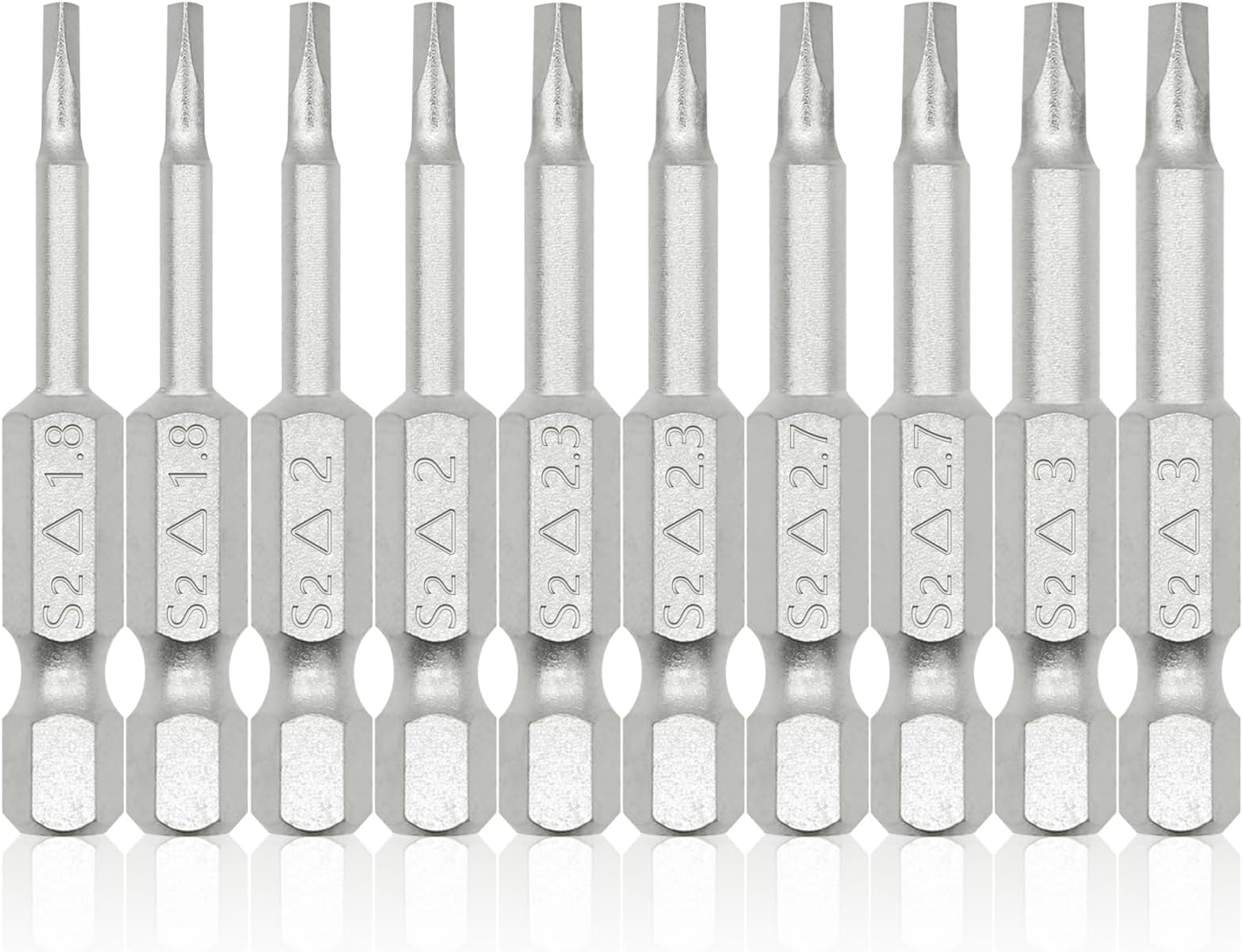 SHAOHUA Triangle Screwdriver Bits w/ 1/4" Quick Change Bit Driver, 10PCS S2 Steel