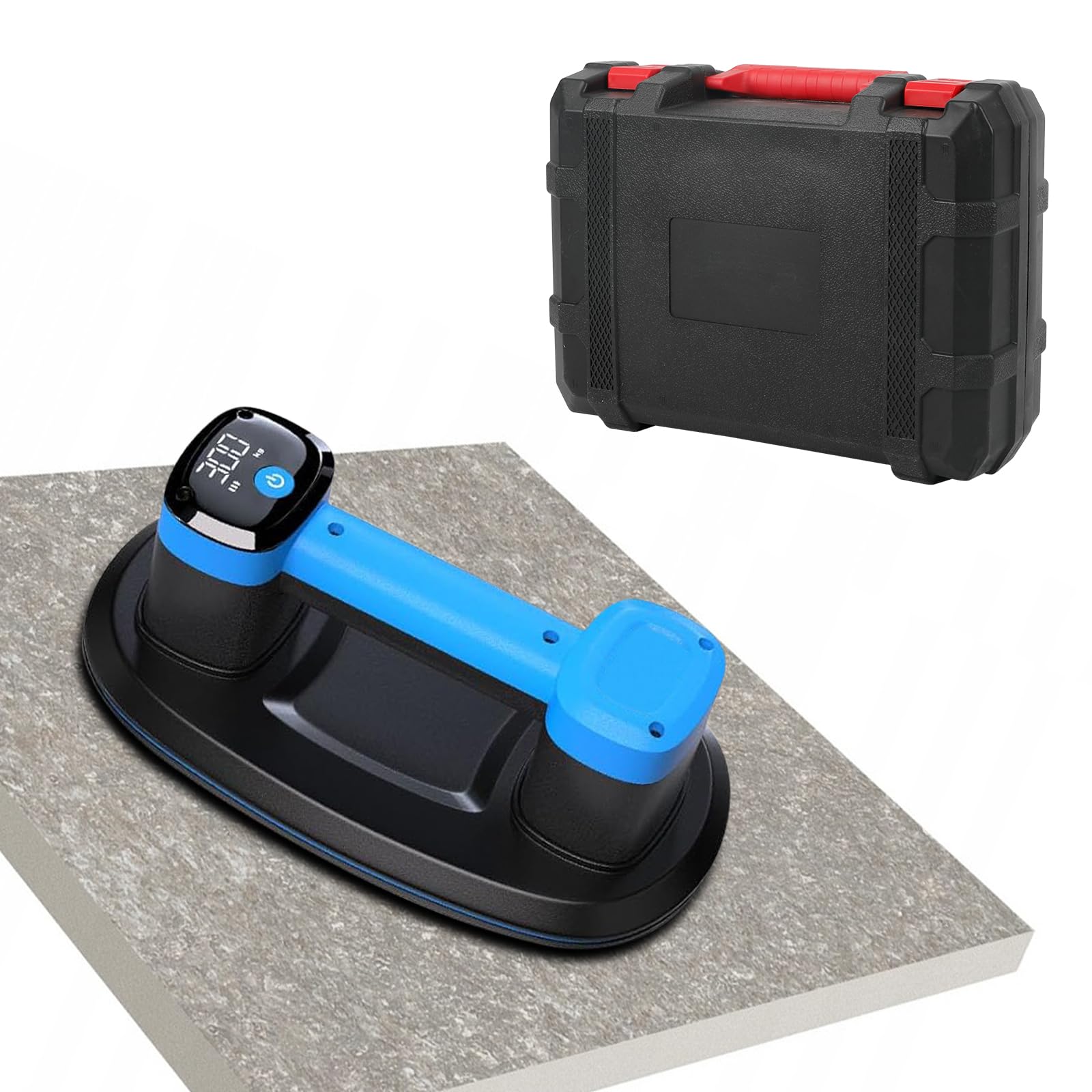 Bonvoisin Ventosa Elettrica per Piastrelle 2PCS, 440lbs/200kg Capacità di Carico, con Batteria al Litio 3000mAh, con Manometro, per Vetro/Finestra/Acciaio/Pietra/Legno (EU