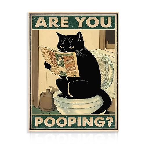 Funny Black Cat Bathroom Wall Art Are You Pooping Cat