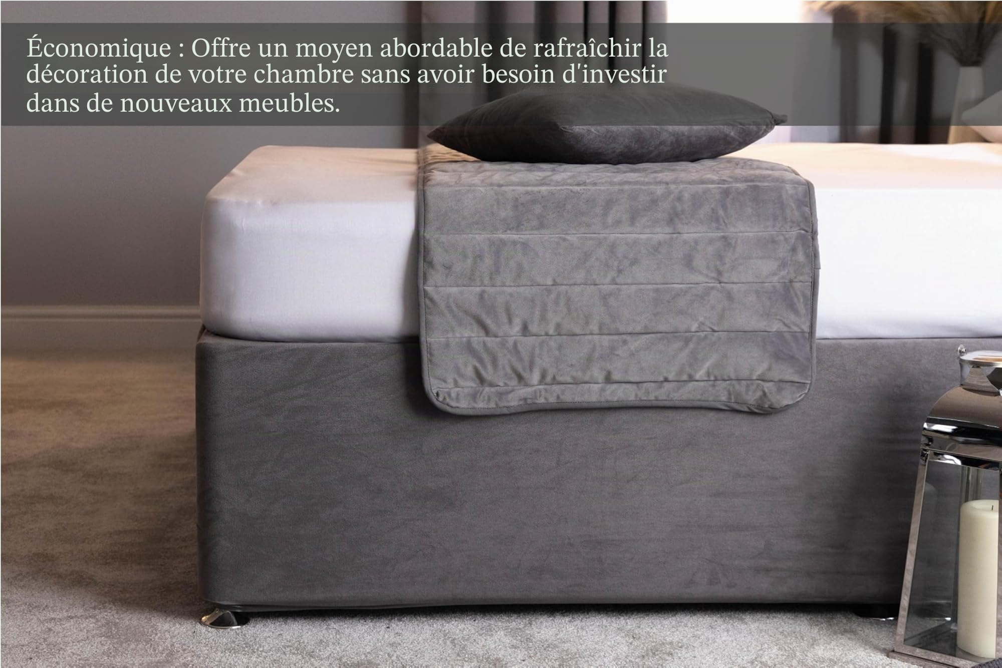 Belledorm - Tour de lit extra large (48,3 cm) - Transforme votre base de lit - Imitation daim de luxe, lin, King