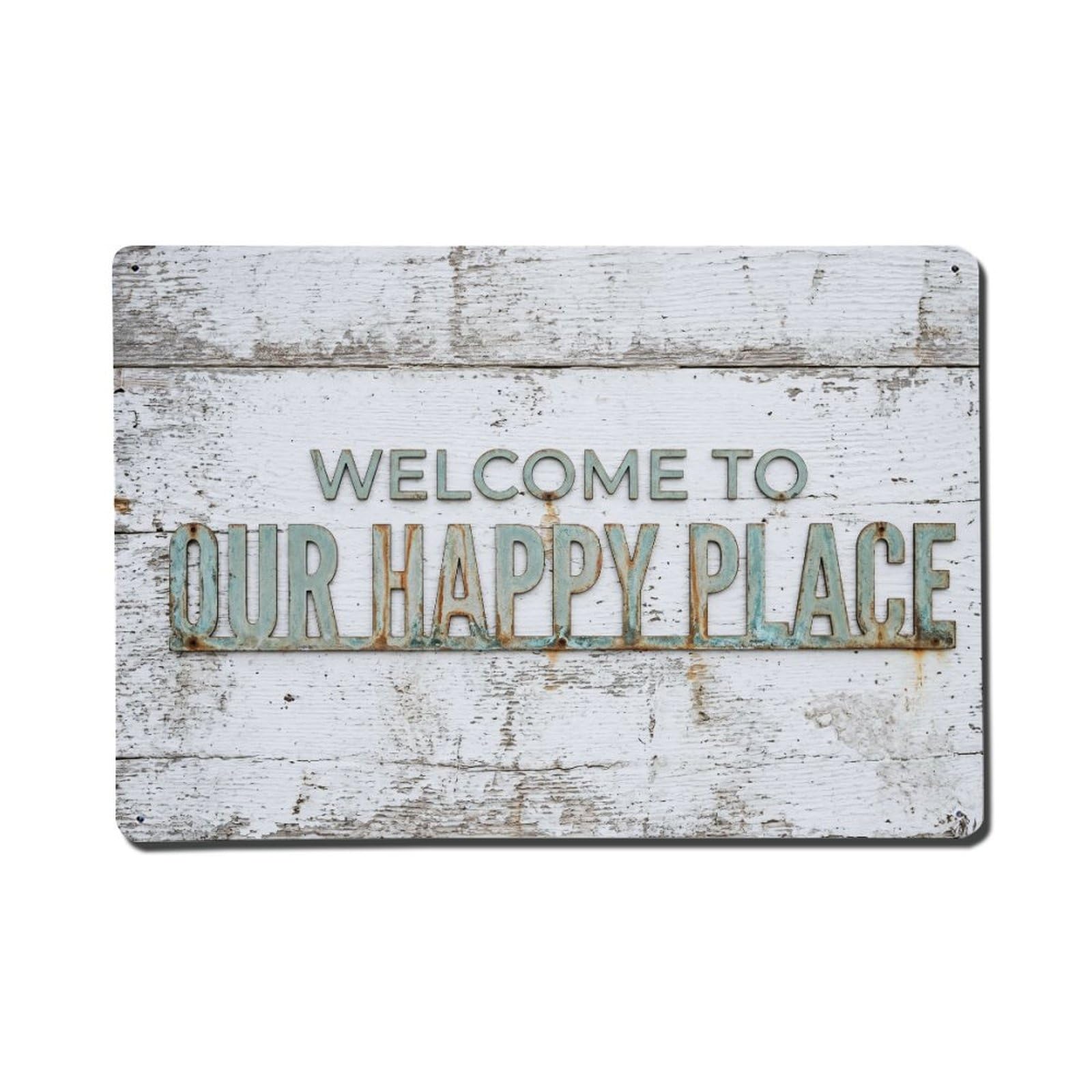 Welcome Coastal Door Typography Vintage Metal Tin Sign Plaque Wall Decor for Cafe, Club, Garden Metal Poster 8x12Inch