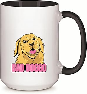Bad Doggo Gift Funny Pet Quote Illustration for Animal Lovers 11oz 15oz Inner Color Accent Mug