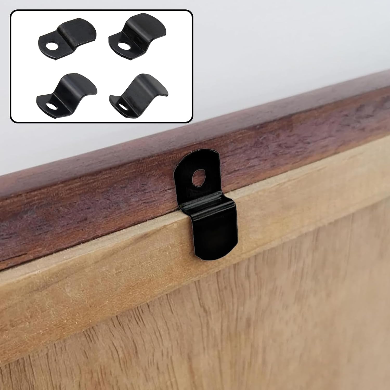 T Tulead Black Offset Canvas Clips Picture Framing Mirror Clips Iron Z Brackets 80PCS, 4 Sizes, 1/2", 1/4", 3/8", 1/8"